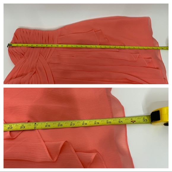 David’s Bridal Crinkle Chiffon Coral Dress Sweetheart Neck Bridesmaid Nwt Size 4 - Picture 16 of 16